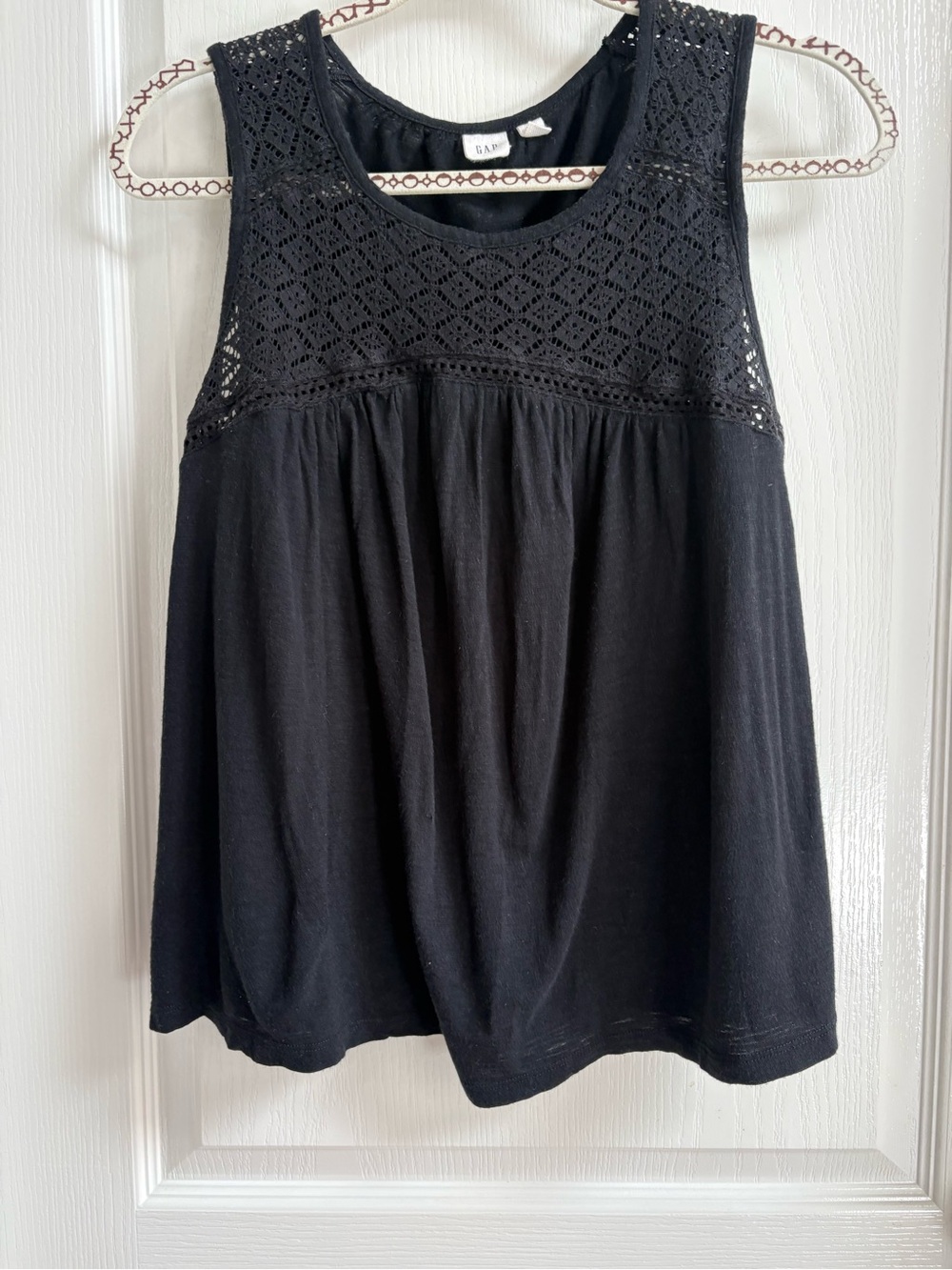 GAP Black Crochet Yoke Tank Top